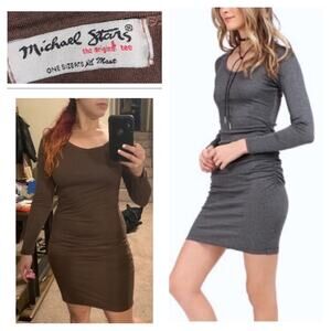 Michael Stars bodycon brown mini dress